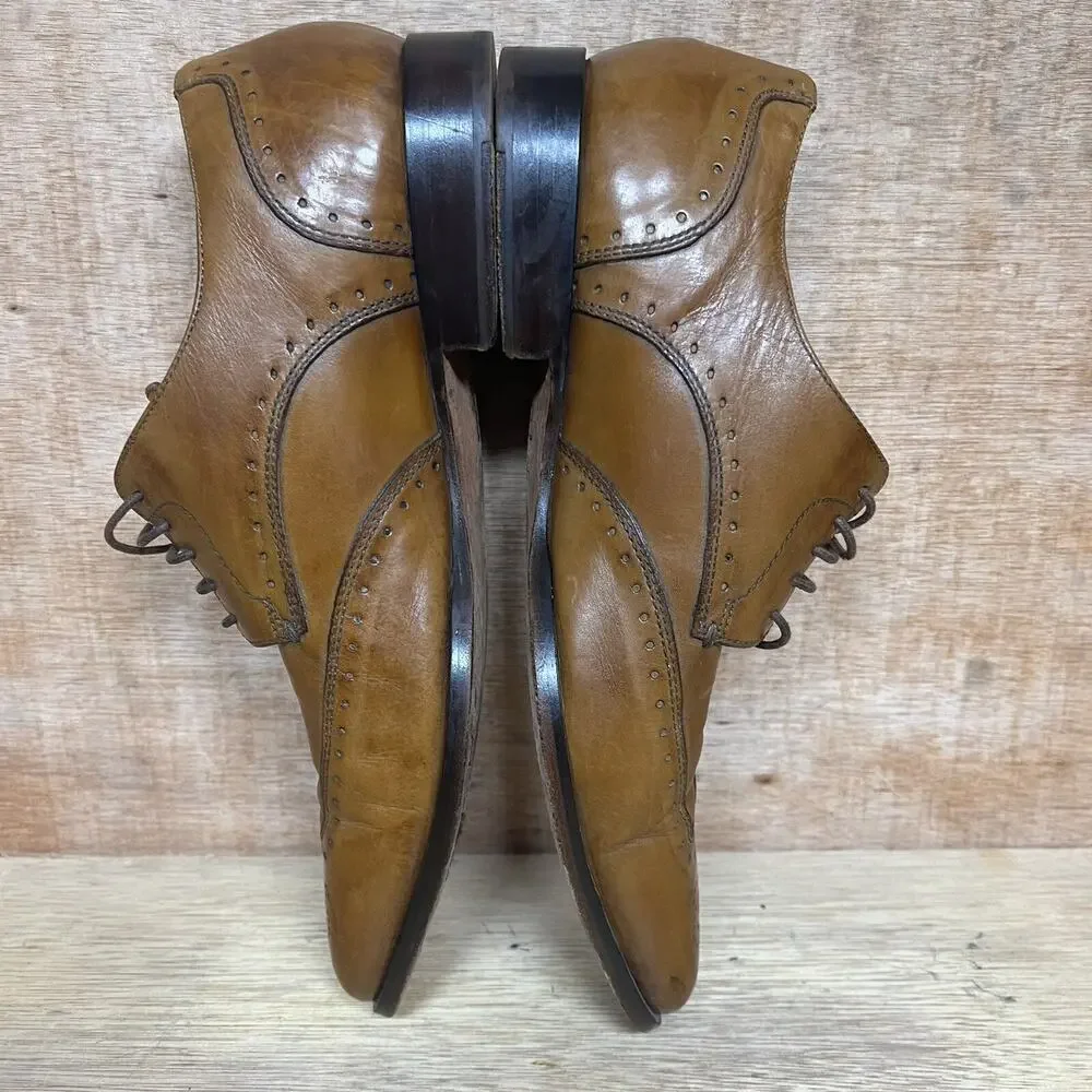 Cole Haan Wingtip Brogue Oxford Men Size 12 M Brown Leather Round Toe Low Shoes